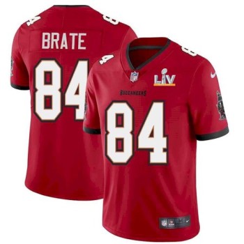 Men's Tampa Bay Buccaneers #84 Cameron Brate Red 2021 Super Bowl LV Limited Stitched Jersey Men's Tampa Bay Buccaneers #84 Cameron Brate Red 2021 Super Bowl LV Limited Stitched Jersey