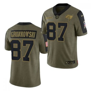 Men's Tampa Bay Buccaneers #87 Rob Gronkowski 2021 Olive Salute To Service Limited Stitched Jersey Men's Tampa Bay Buccaneers #87 Rob Gronkowski 2021 Olive Salute To Service Limited Stitched Jersey
