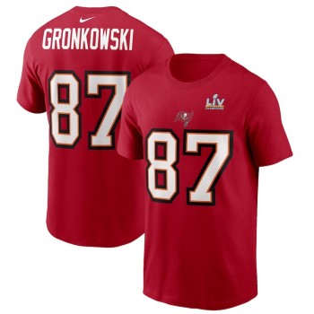 Men's Tampa Bay Buccaneers #87 Rob Gronkowski Red Super Bowl LV NFL T-Shirt Men's Tampa Bay Buccaneers #87 Rob Gronkowski Red Super Bowl LV NFL T-Shirt