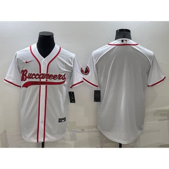 Men's Tampa Bay Buccaneers Blank White Cool Base Stitched Baseball Jersey Men's Tampa Bay Buccaneers Blank White Cool Base Stitched Baseball Jersey