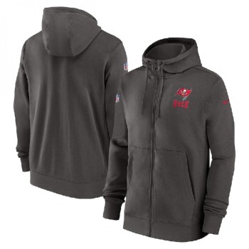 Men's Tampa Bay Buccaneers Pewter Sideline Club Performance Full-Zip Hoodie Men's Tampa Bay Buccaneers Pewter Sideline Club Performance Full-Zip Hoodie
