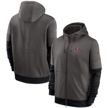 Men's Tampa Bay Buccaneers Pewter Sideline Impact Lockup Performance Full-Zip Hoodie Men's Tampa Bay Buccaneers Pewter Sideline Impact Lockup Performance Full-Zip Hoodie