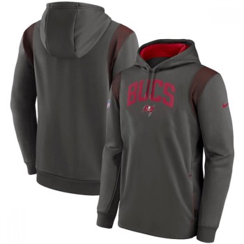 Men's Tampa Bay Buccaneers Pewter Sideline Stack Performance Pullover Hoodie 001 Men's Tampa Bay Buccaneers Pewter Sideline Stack Performance Pullover Hoodie 001