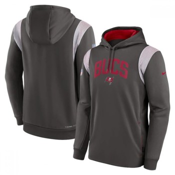 Men's Tampa Bay Buccaneers Pewter Sideline Stack Performance Pullover Hoodie 002 Men's Tampa Bay Buccaneers Pewter Sideline Stack Performance Pullover Hoodie 002
