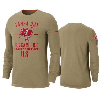 Men's Tampa Bay Buccaneers Tan 2019 Salute to Service Sideline Performance Long Sleeve Shirt Men's Tampa Bay Buccaneers Tan 2019 Salute to Service Sideline Performance Long Sleeve Shirt