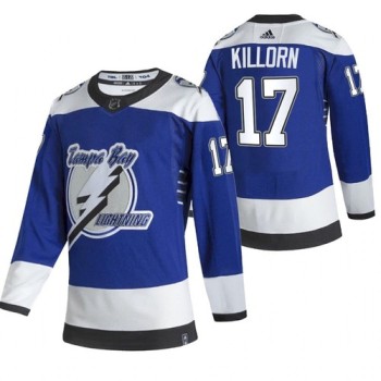 Men's Tampa Bay Lightning #17 Alex Killorn 2021 Blue Reverse Retro Stitched Jersey Men's Tampa Bay Lightning #17 Alex Killorn 2021 Blue Reverse Retro Stitched Jersey