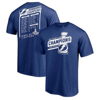 Men's Tampa Bay Lightning 2021 Blue Stanley Cup Champions Pepper Pot T-Shirt Men's Tampa Bay Lightning 2021 Blue Stanley Cup Champions Pepper Pot T-Shirt