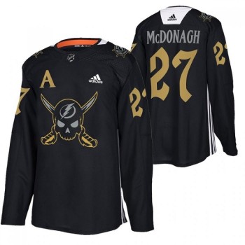 Men's Tampa Bay Lightning #27 Ryan McDonagh Black Gasparilla inspired Pirate-themed Warmup Stitched Jersey Men's Tampa Bay Lightning #27 Ryan McDonagh Black Gasparilla inspired Pirate-themed Warmup Stitched Jersey