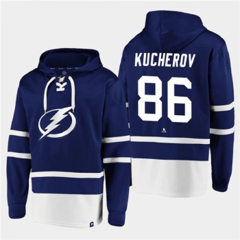 Men's Tampa Bay Lightning #86 Nikita Kucherov Blue All Stitched Sweatshirt Hoodie Men's Tampa Bay Lightning #86 Nikita Kucherov Blue All Stitched Sweatshirt Hoodie