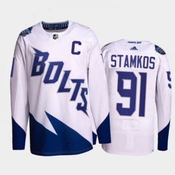 Men's Tampa Bay Lightning #91 Steven Stamkos 2022 White Stadium Series Breakaway Stitched Jersey Men's Tampa Bay Lightning #91 Steven Stamkos 2022 White Stadium Series Breakaway Stitched Jersey