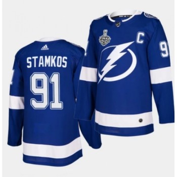 Men's Tampa Bay Lightning #91 Steven Stamkos Blue Stanley Cup Finals Blue Stitched Jersey Men's Tampa Bay Lightning #91 Steven Stamkos Blue Stanley Cup Finals Blue Stitched Jersey