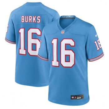Men's Tennessee Titans #16 Treylon Burks Light Blue Throwback Player Stitched Game Jersey Men's Tennessee Titans #16 Treylon Burks Light Blue Throwback Player Stitched Game Jersey