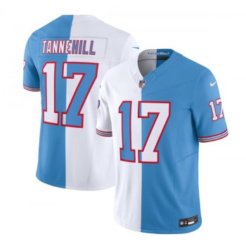 Men's Tennessee Titans #17 Ryan Tannehill White/Blue 2023 F.U.S.E. Split Vapor Limited Throwback Stitched Football Jersey