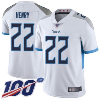Men's Tennessee Titans #22 Derrick Henry White 2019 100th Season Vapor Untouchable Limited Stitched NFL Jersey Men's Tennessee Titans #22 Derrick Henry White 2019 100th Season Vapor Untouchable Limited Stitched NFL Jersey