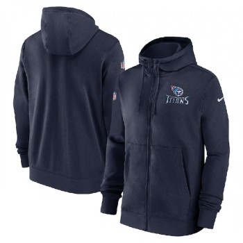 Men's Tennessee Titans Navy Sideline Club Performance Full-Zip Hoodie Men's Tennessee Titans Navy Sideline Club Performance Full-Zip Hoodie
