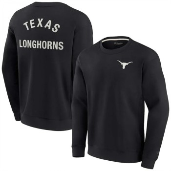 Men's Texas Longhorns Black Super Soft Pullover Crew Sweatshirt Men's Texas Longhorns Black Super Soft Pullover Crew Sweatshirt
