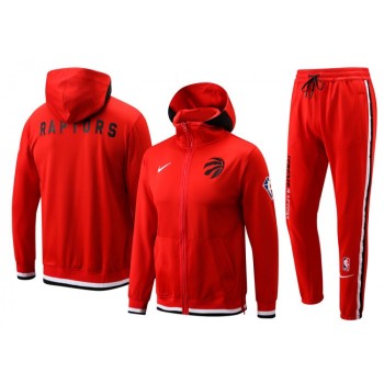 Men's Toronto Raptors 75th Anniversary Red Performance Showtime Full-Zip Hoodie Jacket And Pants  Suit