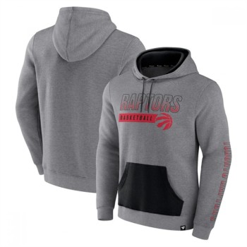 Men's Toronto Raptors Heathered Gray Off The Bench Color Block Pullover Hoodie Men's Toronto Raptors Heathered Gray Off The Bench Color Block Pullover Hoodie