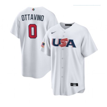 Men's USA Baseball #0 Adam Ottavino 2023 White World Baseball Classic Stitched Jersey Men's USA Baseball #0 Adam Ottavino 2023 White World Baseball Classic Stitched Jersey