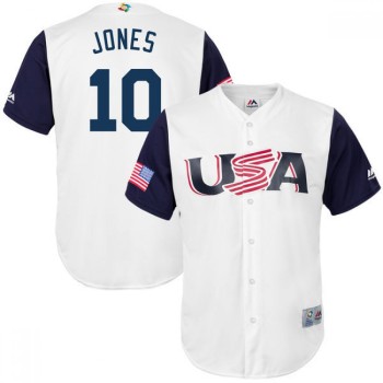 Men's USA Baseball #10 Adam Jones White 2017 World Baseball Classic Stitched WBC Jersey Men's USA Baseball #10 Adam Jones White 2017 World Baseball Classic Stitched WBC Jersey