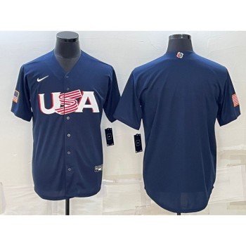 Men's USA Baseball Blank 2023 Navy World Baseball Classic Stitched Jersey Men's USA Baseball Blank 2023 Navy World Baseball Classic Stitched Jersey