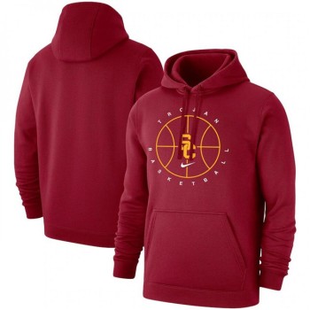 Men's USC Trojans Red Basketball Icon Club Fleece Pullover Hoodie Men's USC Trojans Red Basketball Icon Club Fleece Pullover Hoodie
