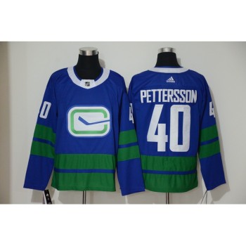 Men's Vancouver Canucks #40 Elias Pettersson Blue Stitched NHL Jersey Men's Vancouver Canucks #40 Elias Pettersson Blue Stitched NHL Jersey