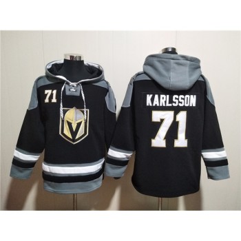 Men's Vegas Golden Knights #71 William Karlsson Black Ageless Must-Have Lace-Up Pullover Hoodie Men's Vegas Golden Knights #71 William Karlsson Black Ageless Must-Have Lace-Up Pullover Hoodie
