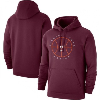 Men's Virginia Tech Hokies Wine Basketball Icon Club Fleece Pullover Hoodie Men's Virginia Tech Hokies Wine Basketball Icon Club Fleece Pullover Hoodie