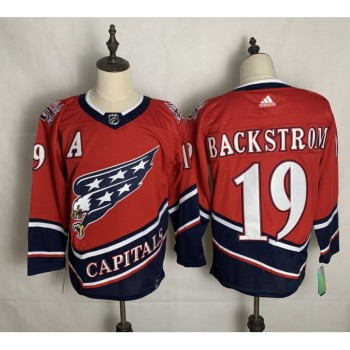 Men's Washington Capitals #19 Nicklas Backstrom 2021 Red Reverse Retro Stitched Jersey Men's Washington Capitals #19 Nicklas Backstrom 2021 Red Reverse Retro Stitched Jersey