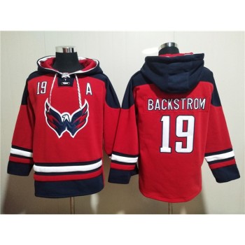 Men's Washington Capitals #19 Nicklas Backstrom Red Ageless Must-Have Lace-Up Pullover Hoodie Men's Washington Capitals #19 Nicklas Backstrom Red Ageless Must-Have Lace-Up Pullover Hoodie