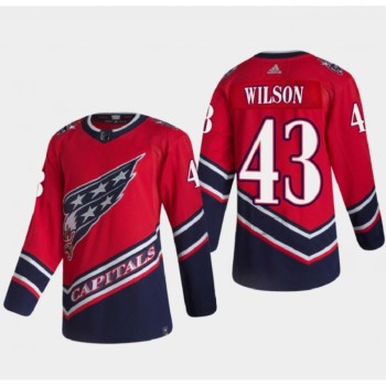 Men's Washington Capitals #43 Tom Wilson 2021 Red Reverse Retro Stitched Jersey Men's Washington Capitals #43 Tom Wilson 2021 Red Reverse Retro Stitched Jersey
