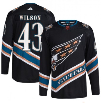 Men's Washington Capitals #43 Tom Wilson Black 2022-23 Reverse Retro Stitched Jersey Men's Washington Capitals #43 Tom Wilson Black 2022-23 Reverse Retro Stitched Jersey