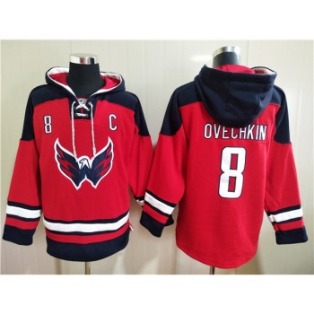 Men's Washington Capitals #8 Alex Ovechkin Red Ageless Must-Have Lace-Up Pullover Hoodie Men's Washington Capitals #8 Alex Ovechkin Red Ageless Must-Have Lace-Up Pullover Hoodie