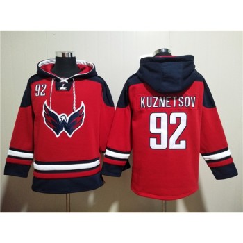 Men's Washington Capitals #92 Evgeny Kuznetsov Red Ageless Must-Have Lace-Up Pullover Hoodie Men's Washington Capitals #92 Evgeny Kuznetsov Red Ageless Must-Have Lace-Up Pullover Hoodie