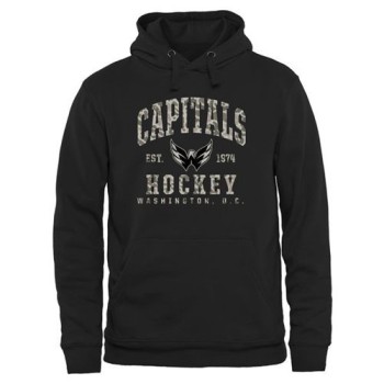 Men's Washington Capitals Black Camo Stack Pullover Hoodie Men's Washington Capitals Black Camo Stack Pullover Hoodie