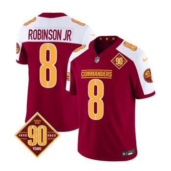 Men's Washington Commanders #8 Brian Robinson Burgundy/White 2023 F.U.S.E. 90th Anniversary Vapor Limited Stitched Football Jersey