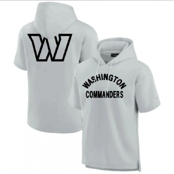Men's Washington Commanders Gray Super Soft Fleece Short Sleeve Hoodie