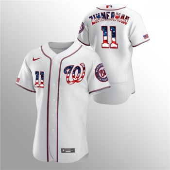 Men's Washington Nationals #11 Ryan Zimmerman White 2020 Stars & Stripes Flex Base Stitched Jersey Men's Washington Nationals #11 Ryan Zimmerman White 2020 Stars & Stripes Flex Base Stitched Jersey