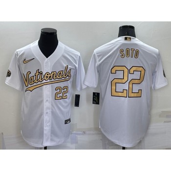 Men's Washington Nationals #22 Juan Soto 2022 All-Star White Cool Base Stitched Baseball Jersey Men's Washington Nationals #22 Juan Soto 2022 All-Star White Cool Base Stitched Baseball Jersey
