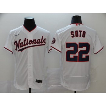 Men's Washington Nationals #22 Juan Soto White Flex Base Stitched MLB Jersey Men's Washington Nationals #22 Juan Soto White Flex Base Stitched MLB Jersey
