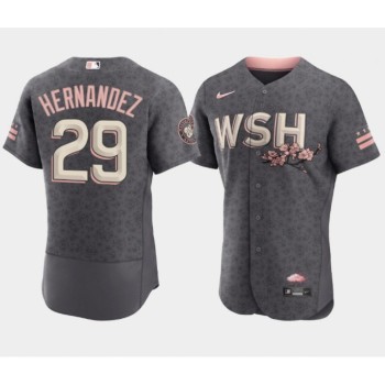 Men's Washington Nationals #29 Yadiel Hernandez 2022 Grey City Connect Cherry Blossom Flex Base Stitched MLB Jersey Men's Washington Nationals #29 Yadiel Hernandez 2022 Grey City Connect Cherry Blossom Flex Base Stitched MLB Jersey