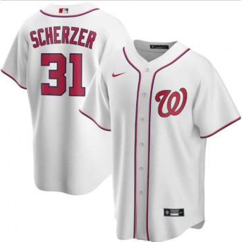 Men's Washington Nationals #31 Max Scherzer White Cool Base Stitched Jersey Men's Washington Nationals #31 Max Scherzer White Cool Base Stitched Jersey