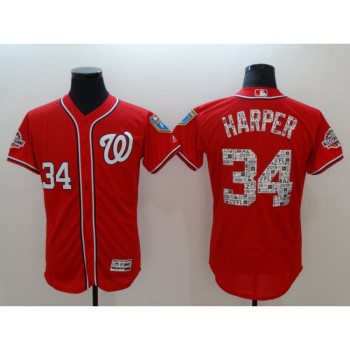 Men's Washington Nationals #34 Bryce Harper Red 2018 Spring Training Flexbase Stitched MLB Jersey Men's Washington Nationals #34 Bryce Harper Red 2018 Spring Training Flexbase Stitched MLB Jersey