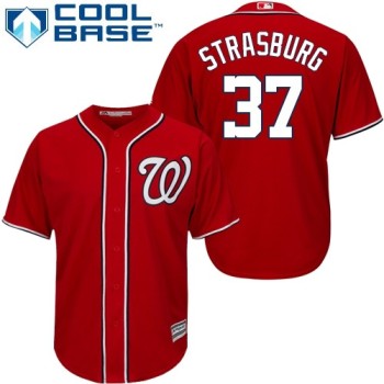 Men's Washington Nationals #37 Stephen Strasburg Red Cool Base Stitched MLB Jersey Men's Washington Nationals #37 Stephen Strasburg Red Cool Base Stitched MLB Jersey