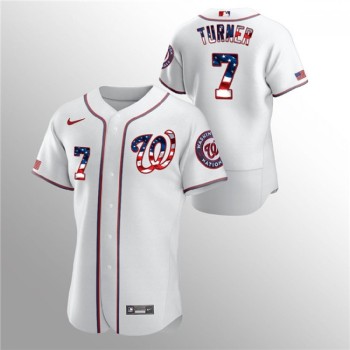 Men's Washington Nationals #7 Trea Turner White 2020 Stars & Stripes Flex Base Stitched Jersey Men's Washington Nationals #7 Trea Turner White 2020 Stars & Stripes Flex Base Stitched Jersey