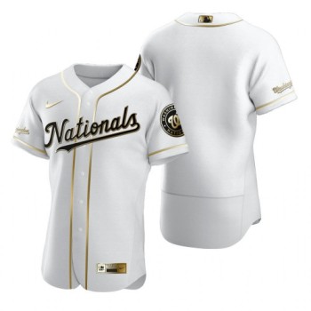 Men's Washington Nationals Blank 2020 White Golden Flex Base Stitched MLB Jersey Men's Washington Nationals Blank 2020 White Golden Flex Base Stitched MLB Jersey