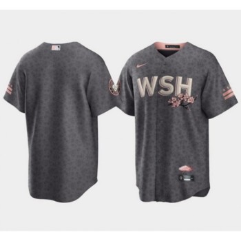 Men's Washington Nationals Blank 2022 Grey City Connect Cherry Blossom Cool Base Stitched Jersey Men's Washington Nationals Blank 2022 Grey City Connect Cherry Blossom Cool Base Stitched Jersey