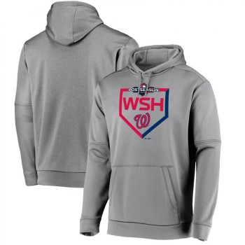 Men's Washington Nationals Grey 2019 Postseason Dugout Pullover Hoodie Men's Washington Nationals Grey 2019 Postseason Dugout Pullover Hoodie