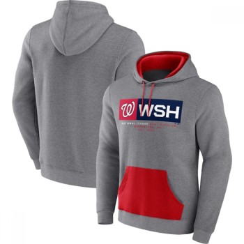 Men's Washington Nationals Heathered Gray iconic Steppin Up Fleece Pullover Hoodie Men's Washington Nationals Heathered Gray iconic Steppin Up Fleece Pullover Hoodie